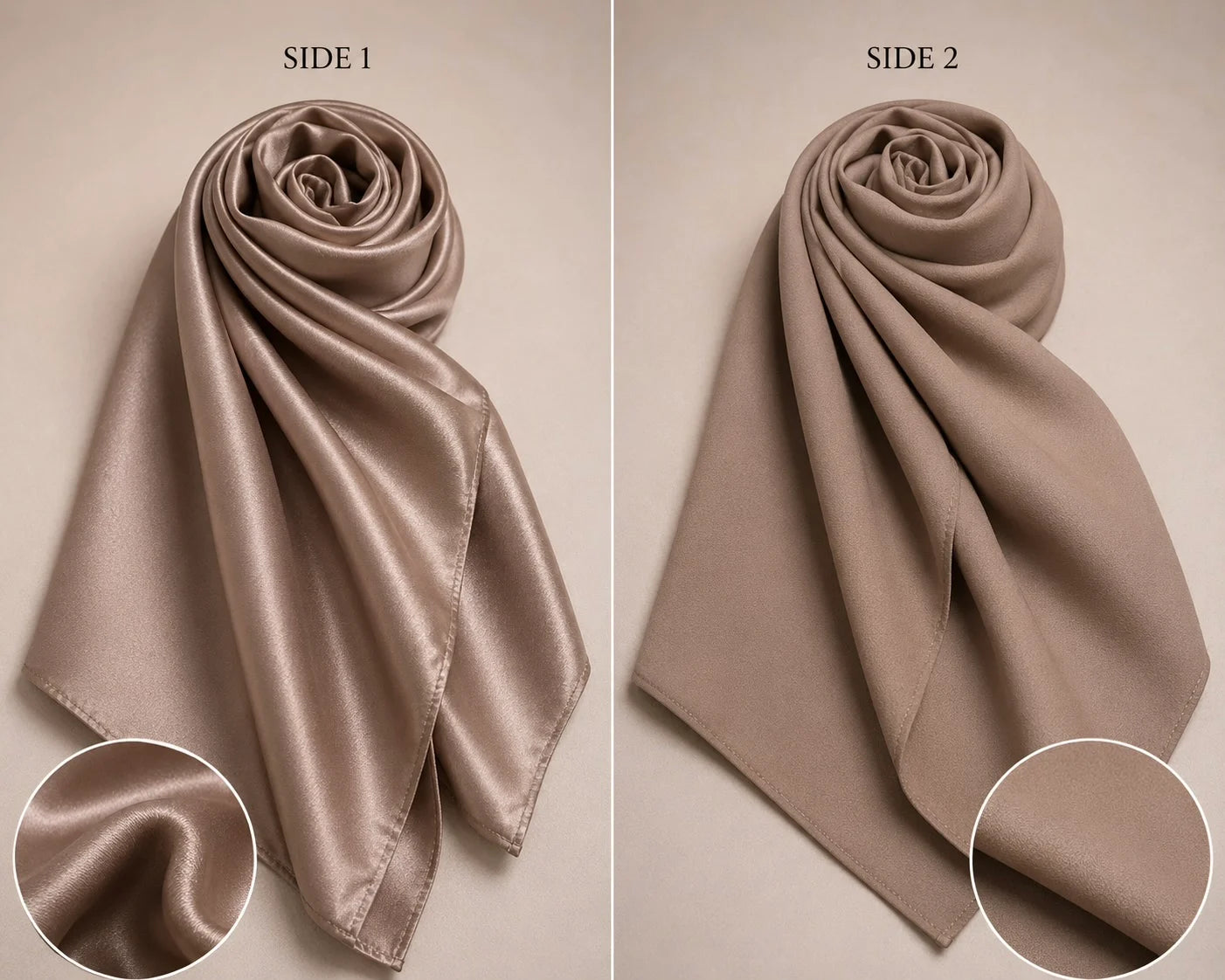DUAL SILK HIJAB - ALMOND