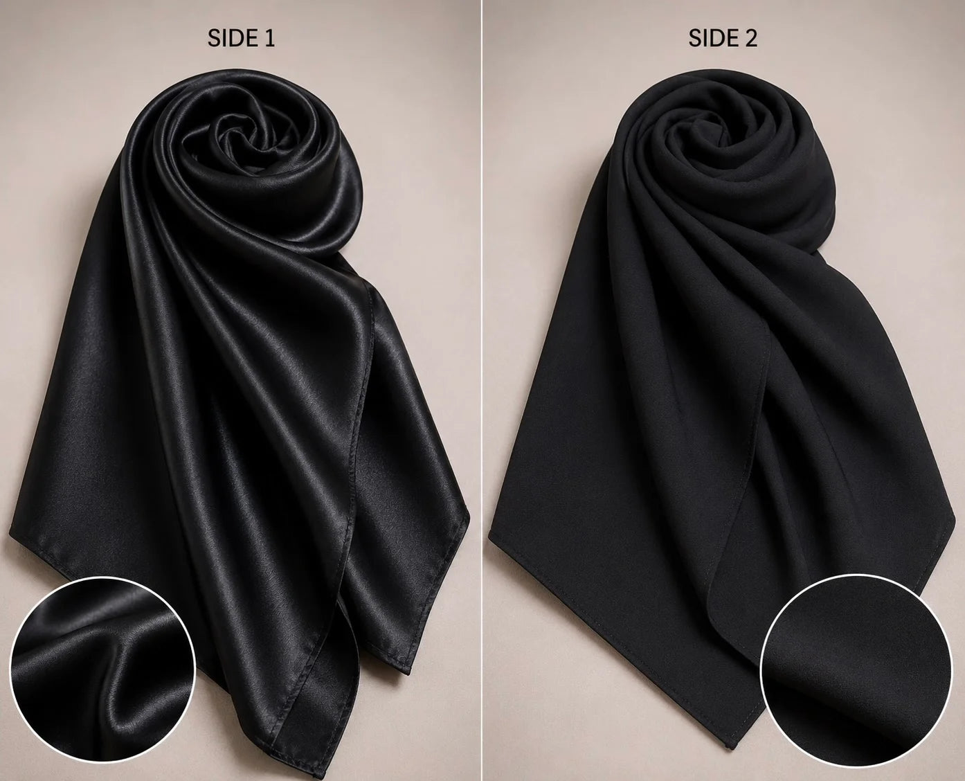 DUAL SILK HIJAB - BLACK