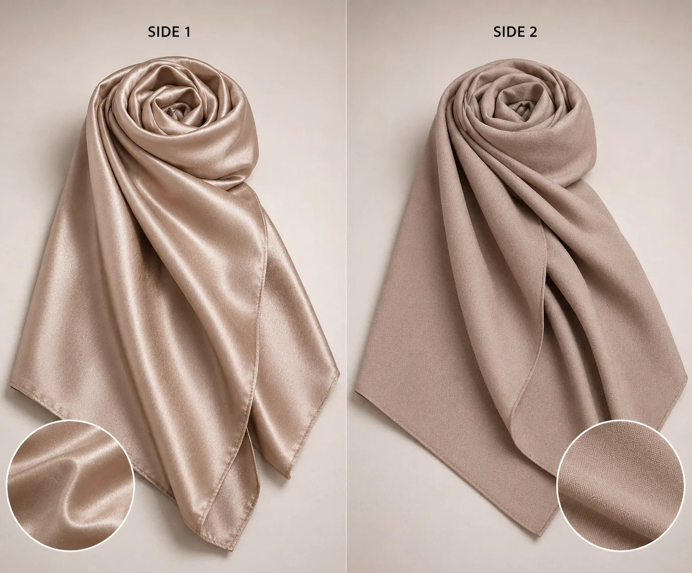 DUAL SILK HIJAB - ROSE BEIGE