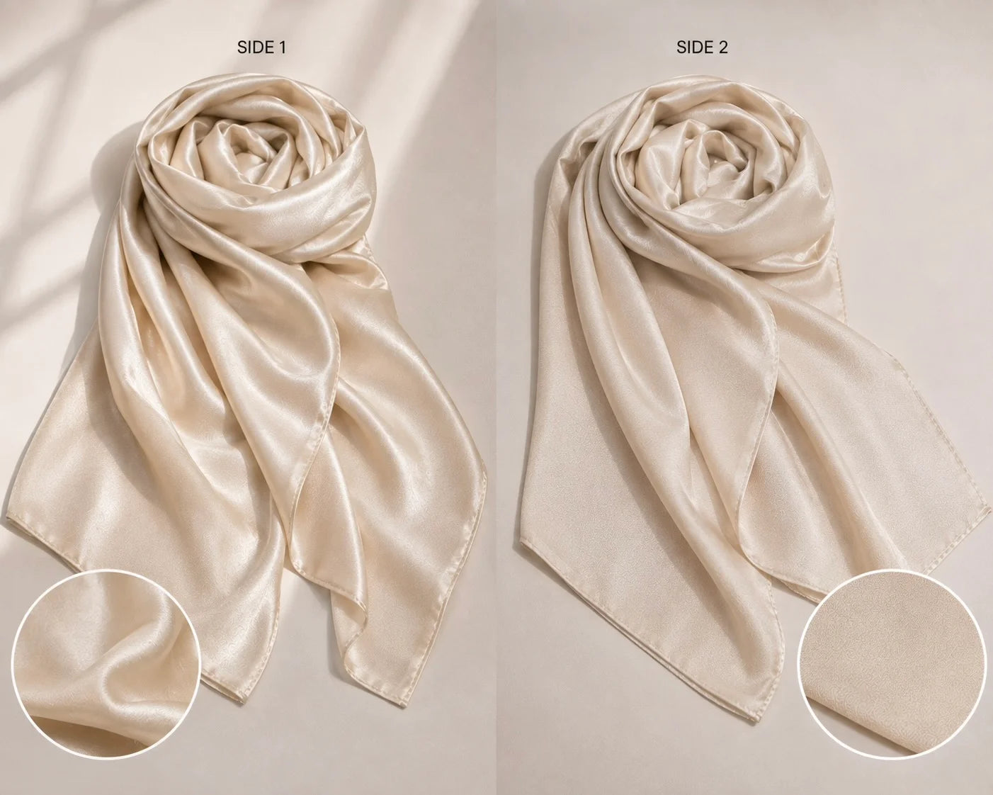 DUAL SILK HIJAB - CREAM